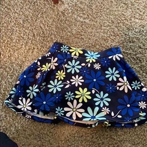 A flowered silky skater skirt